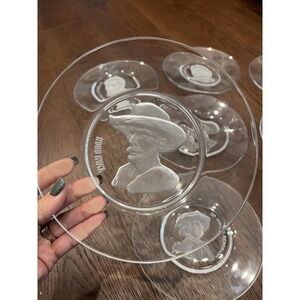 Set of 8 Val St. Lambert Old Masters Collection Crystal 8" Plates 60/70s Signed